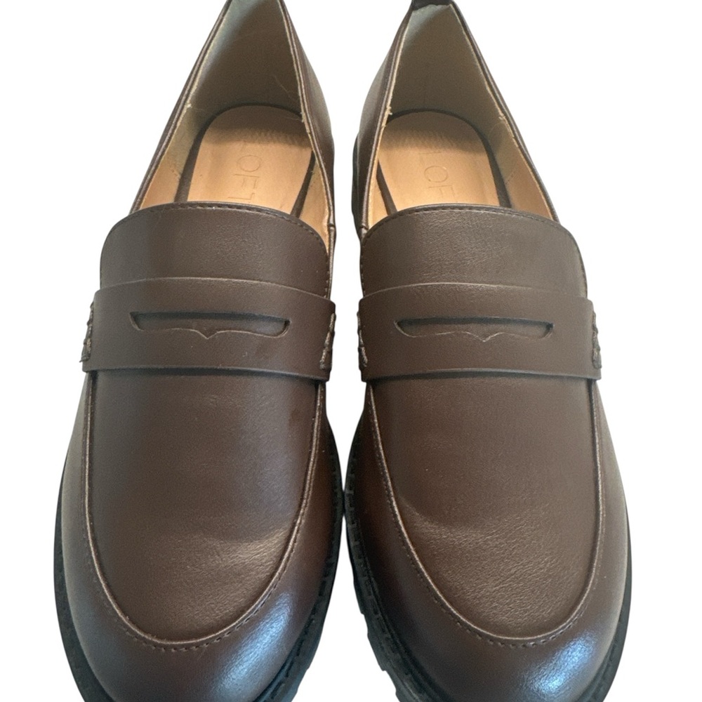 LOFT Brown Leather Penny Loafers Sleek Flats